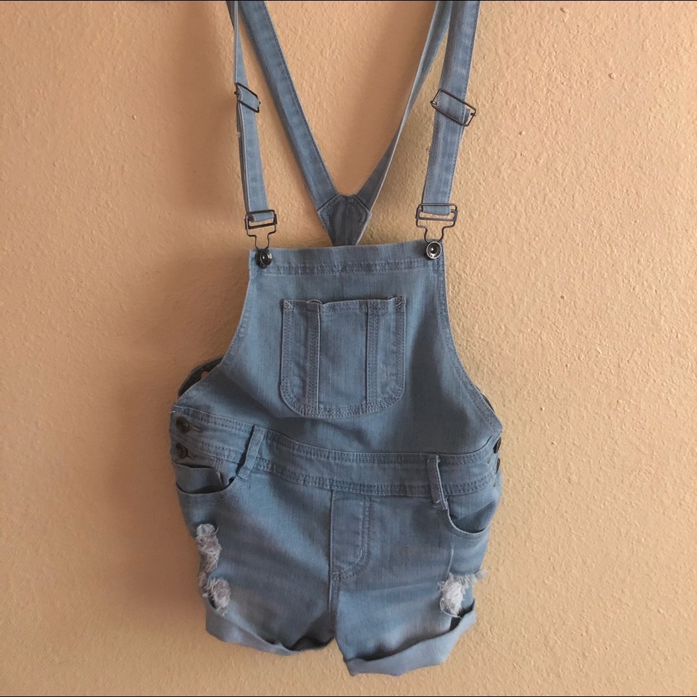 Light wash denim romper